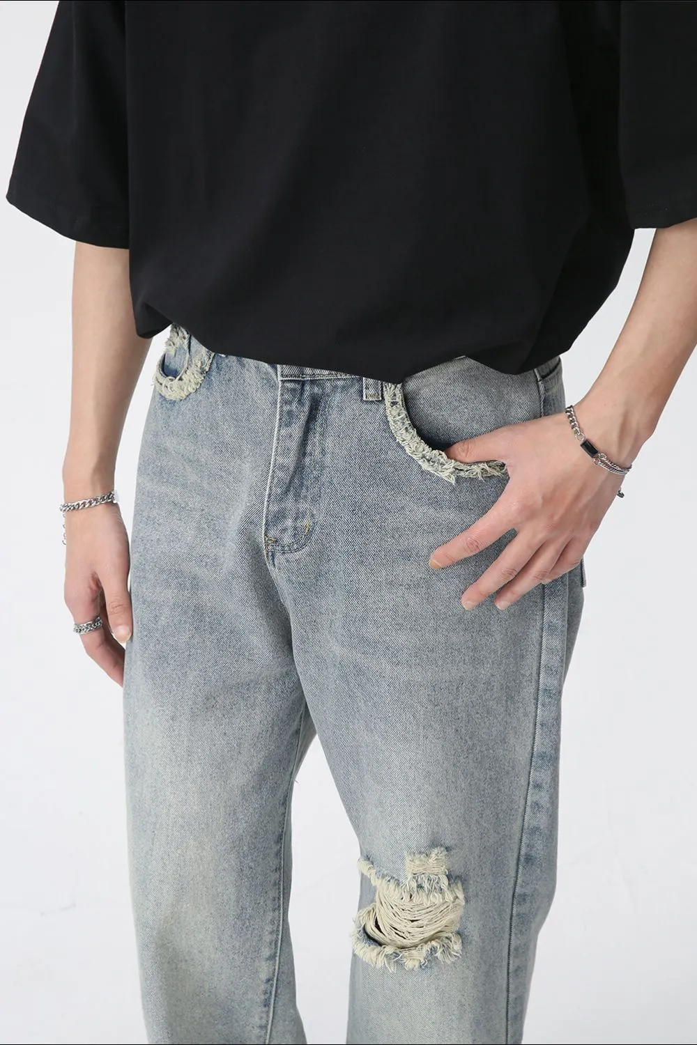 Distressed Mid Rise Men's Jeans, image 5