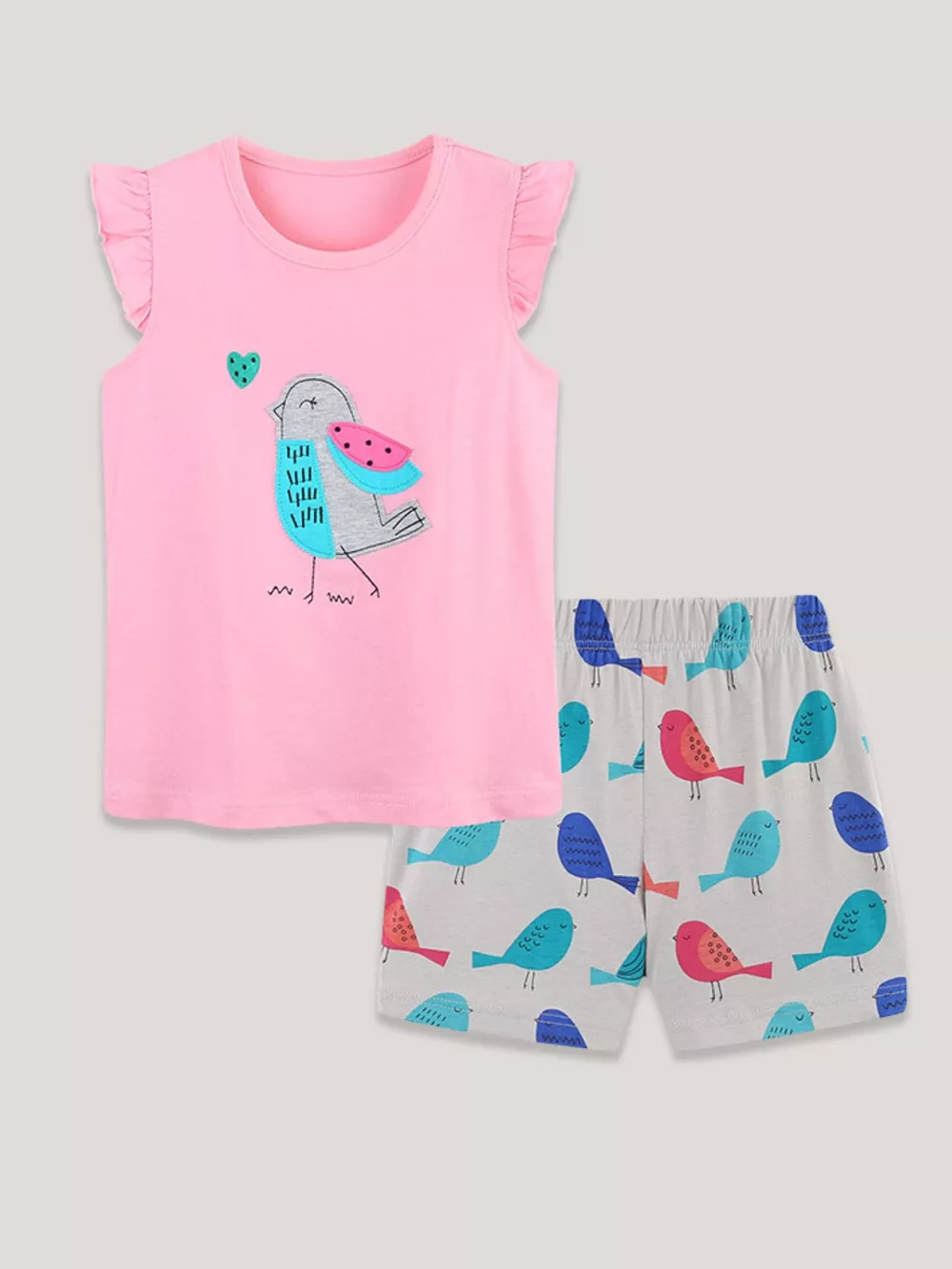 Children's Bird Print Top and Shorts Set, image 2
