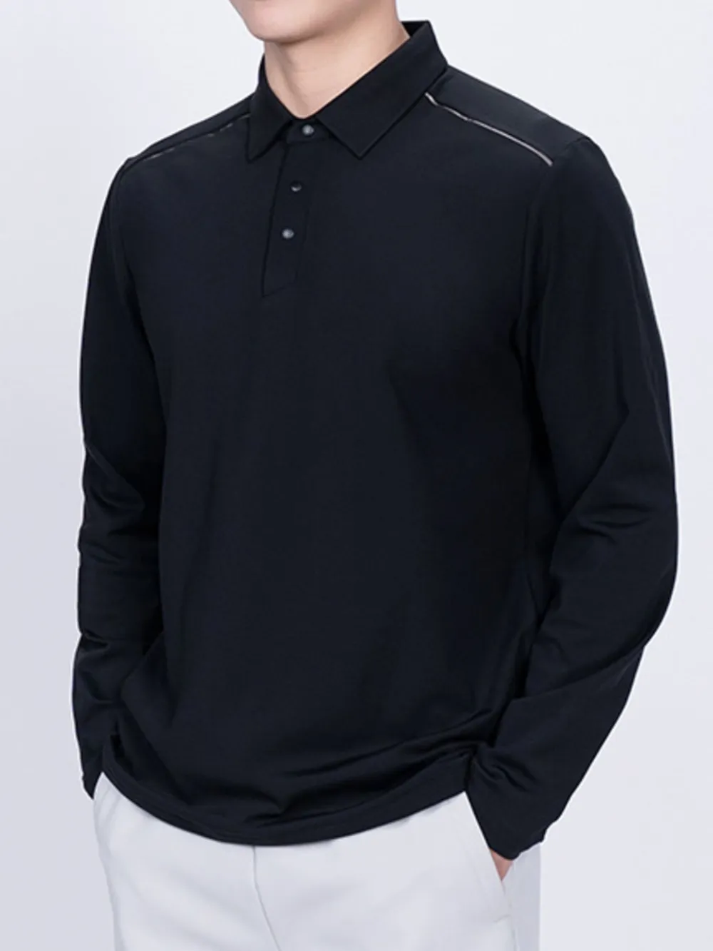 Men's Plus Size Classic Long Sleeve Polo, image 2