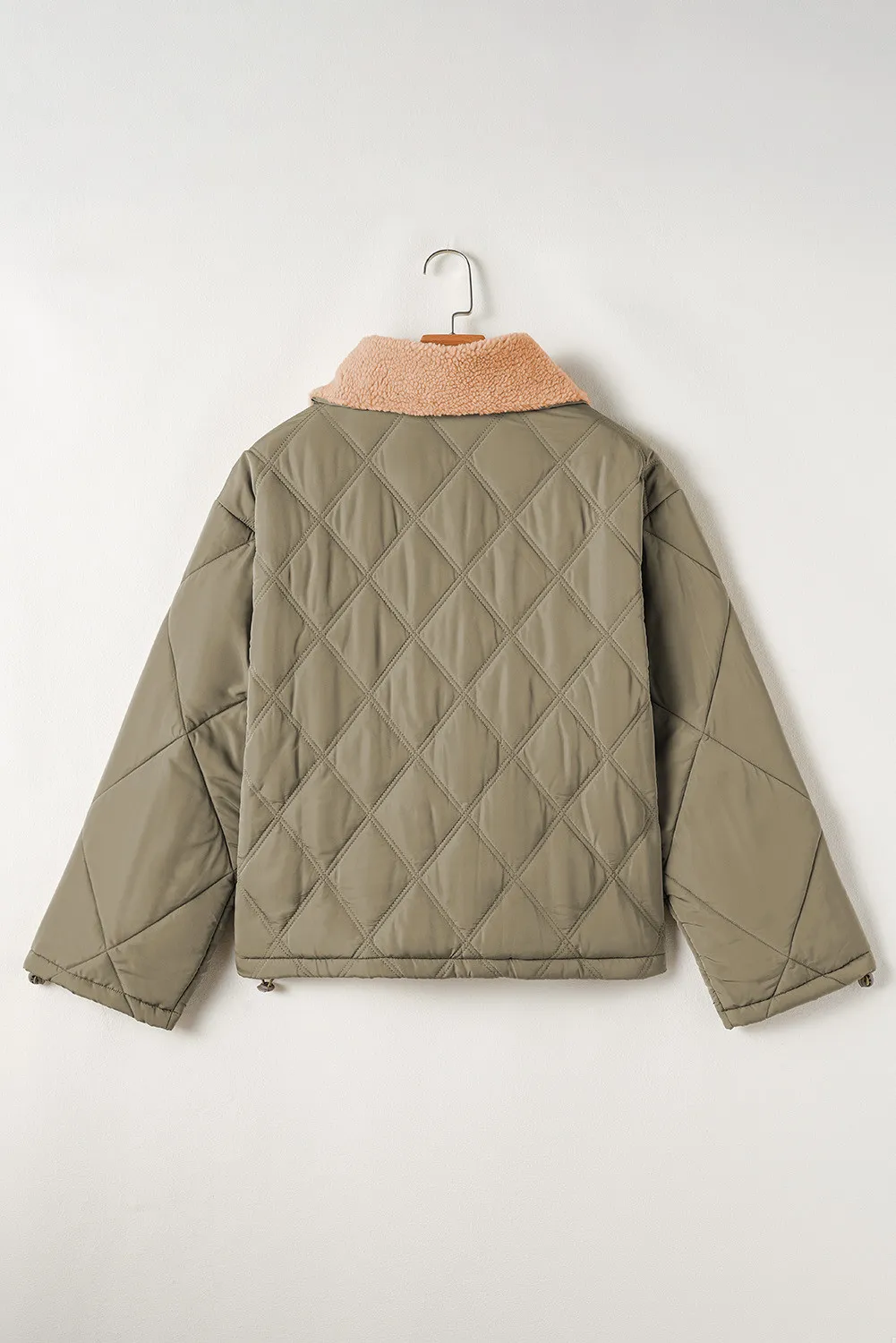 Drawstring Collared Neck Long Sleeve Winter Coat, image 2