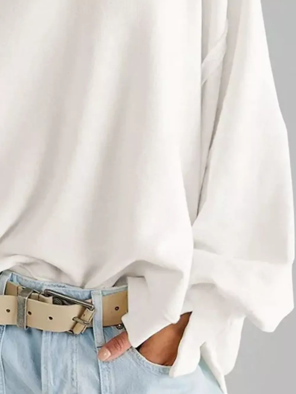 Oversized Relaxed Fit Crew Neck Sweatshirt, image 2