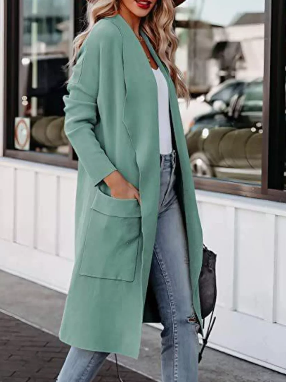 Open Front Dropped Shoulder Outerwear, image 6
