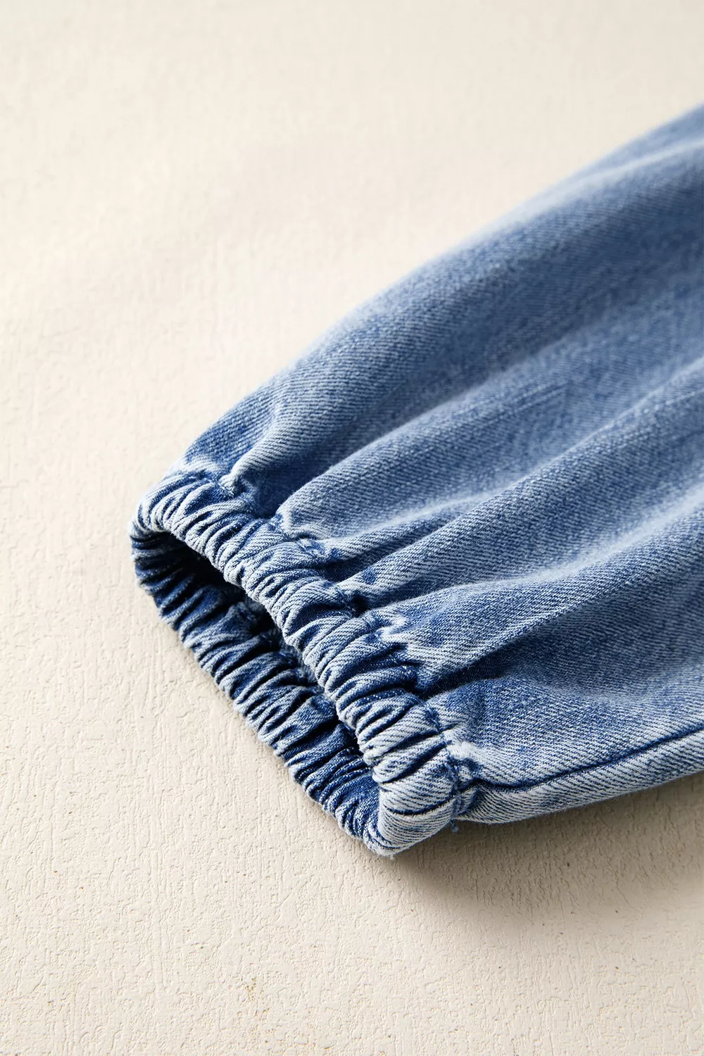 Puff Sleeve V Neck Ruffled Loose Denim Mini Dress, image 11