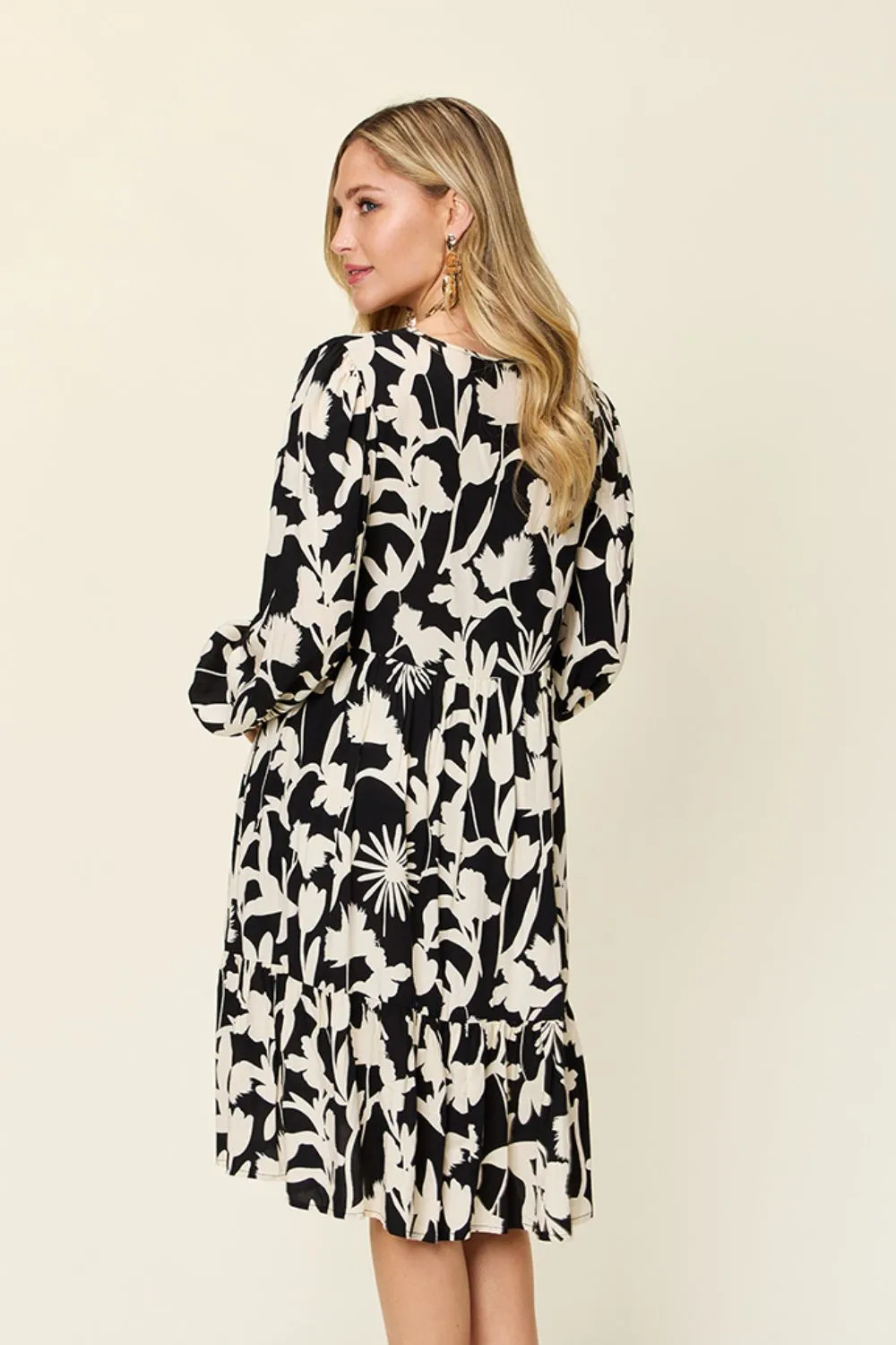 Full Size Printed Ruffle Hem Dress with Pocket, image 2