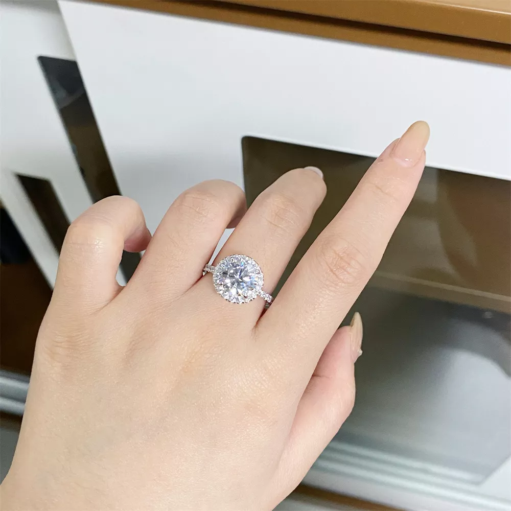 5 Carat Moissanite 925 Sterling Silver Round Ring, image 2