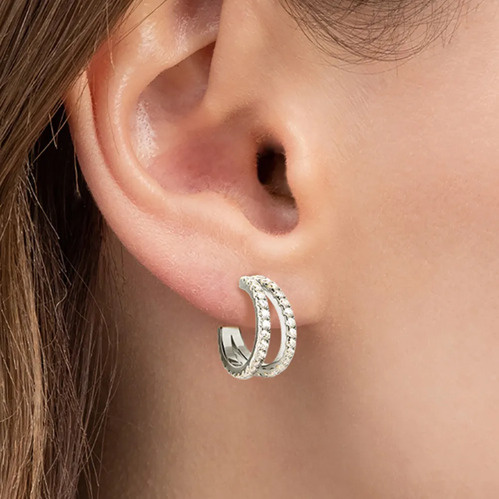 Moissanite 925 Sterling Silver C-Hoop Earrings, image 2