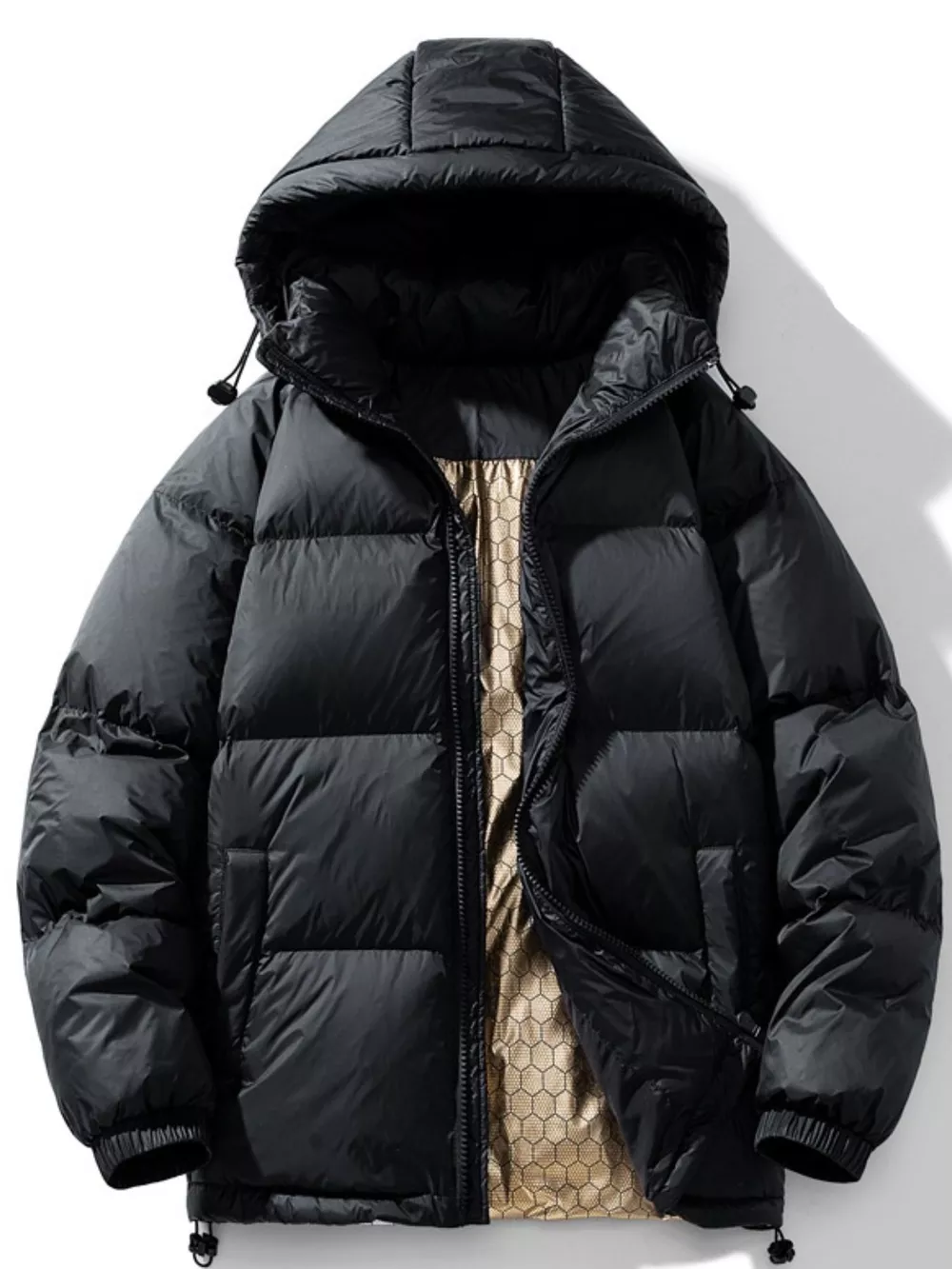 Men's Full Size Zip Up Warm Padded Hooded Puffer Jacket Plus Size, image 2