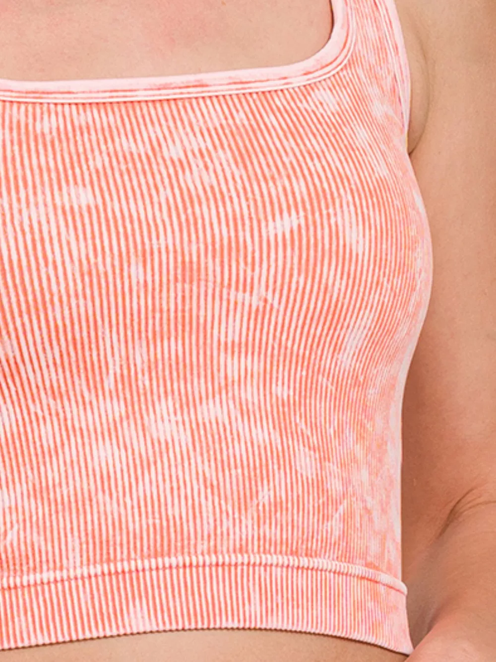 2 Way Neckline Washed Ribbed Seamless Tank Top, image 2