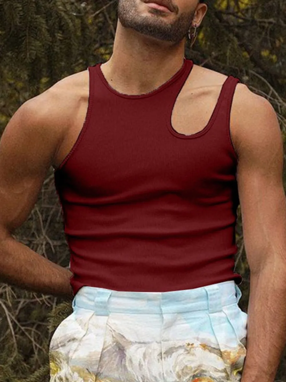 Men's Full Size Cutout Round Neck Tank Plus Size, image 4