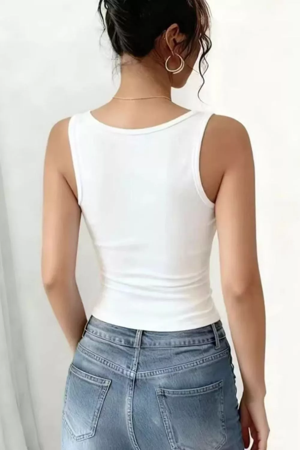 Lace Trim Fitted Tank Top, image 3