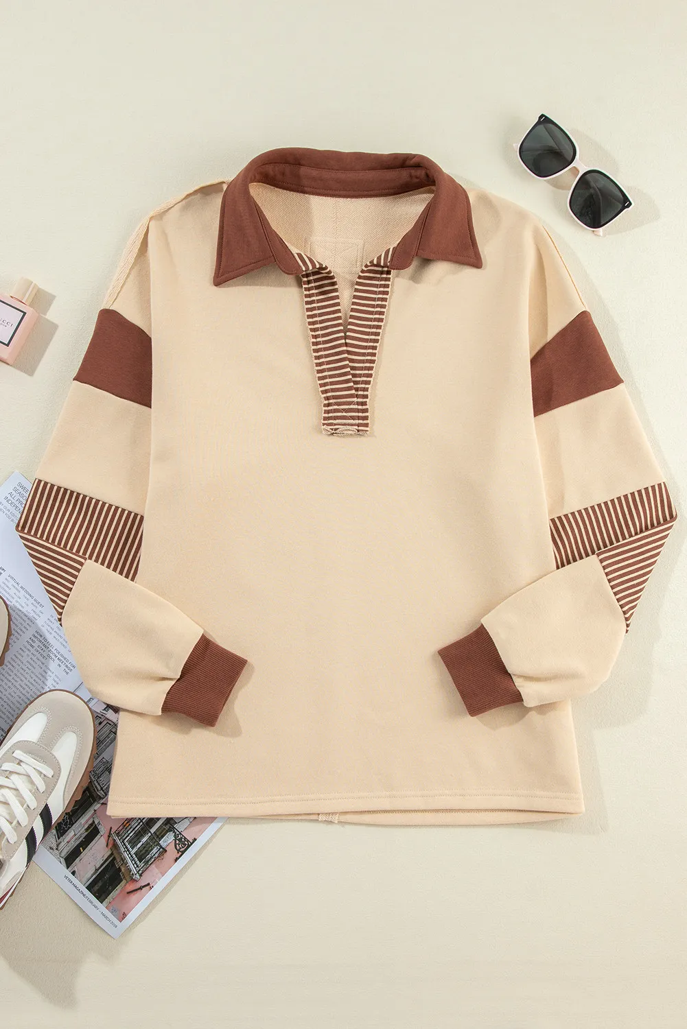 Collared Neck Long Sleeve Sweatshirt, image 4