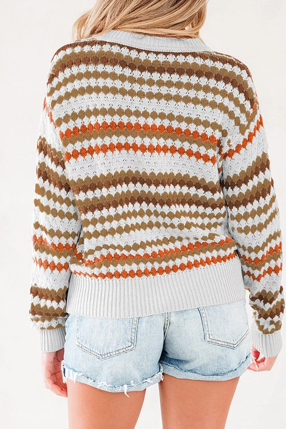 Striped Geometric Pattern Sweater, image 2