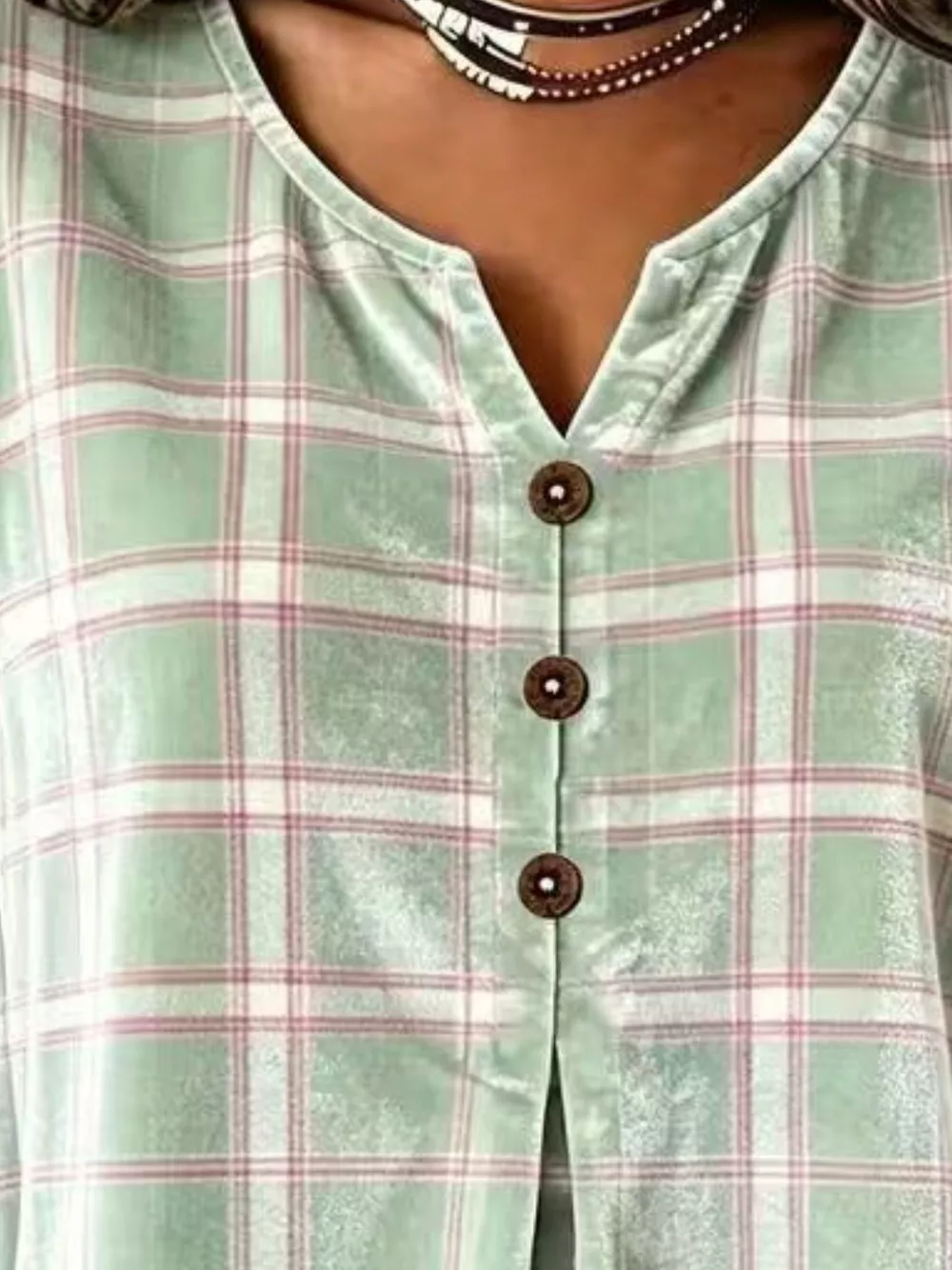 Full Size Plaid Velvet Flounce Sleeve Blouse Plus Size, image 18