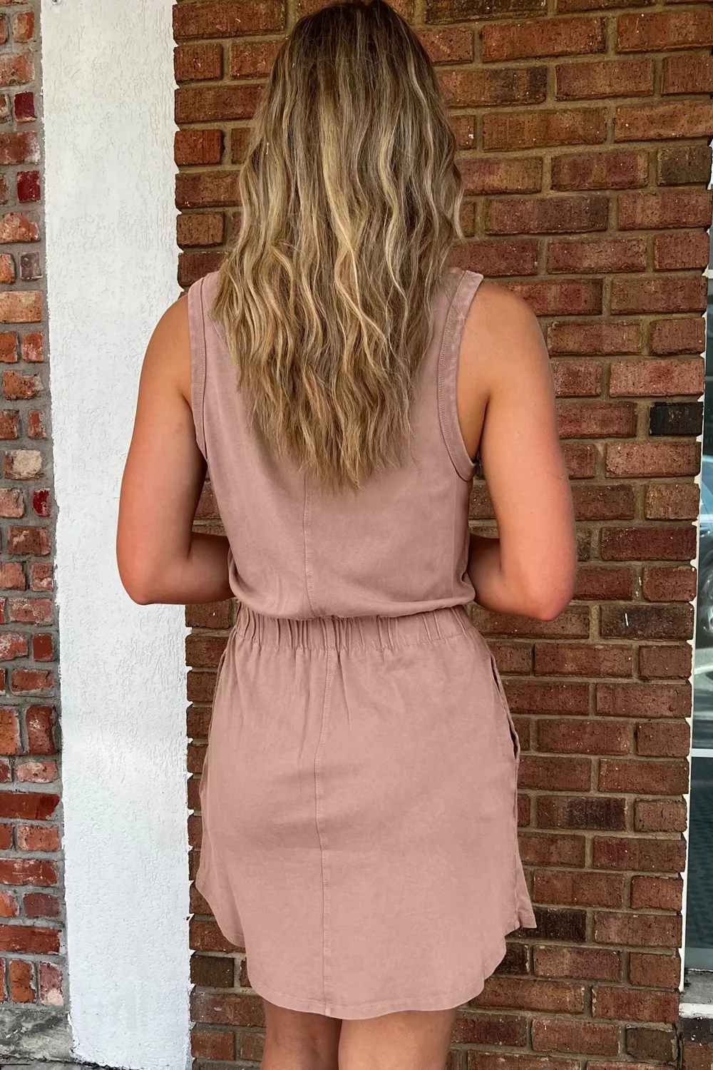 Casual Sleeveless Elastic Waist Pocket Dress, image 3
