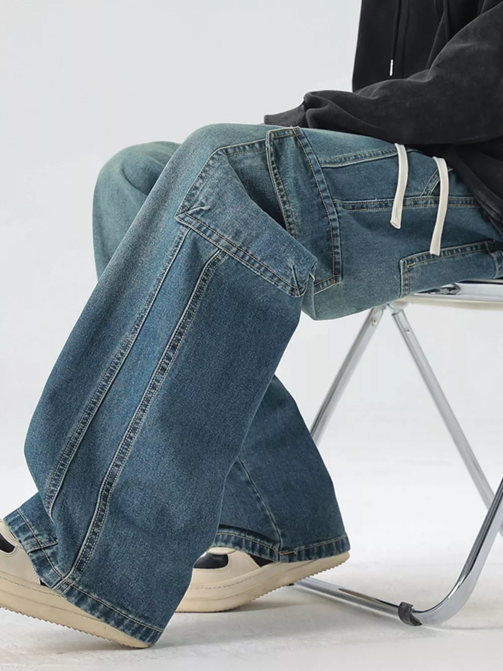 Men's Full Size Wide Leg Cargo Jeans Plus Size, image 3