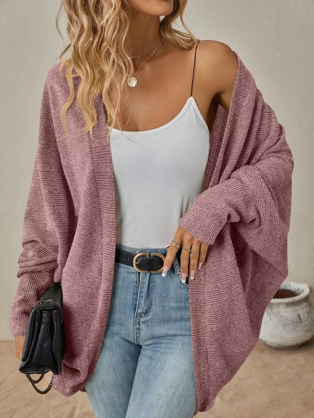 Casual Knit Open Front Cardigan, image 2