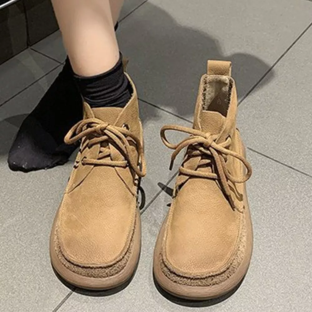 Round Toe Lace-Up Ankle Boots, image 3