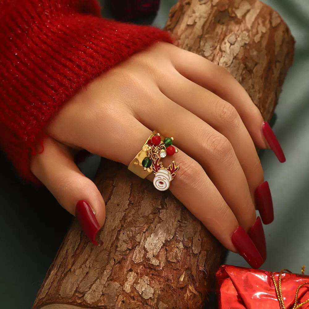18K Gold-Plated Christmas Charm Ring, image 7
