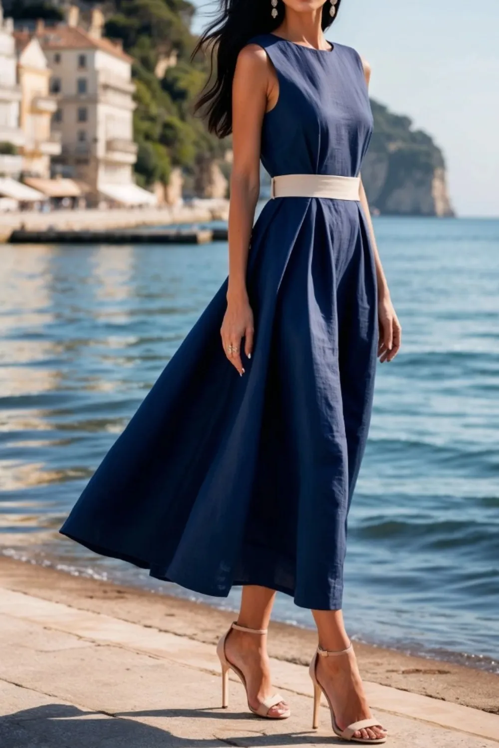 Round Neck Sleeveless Midi Dress, image 4