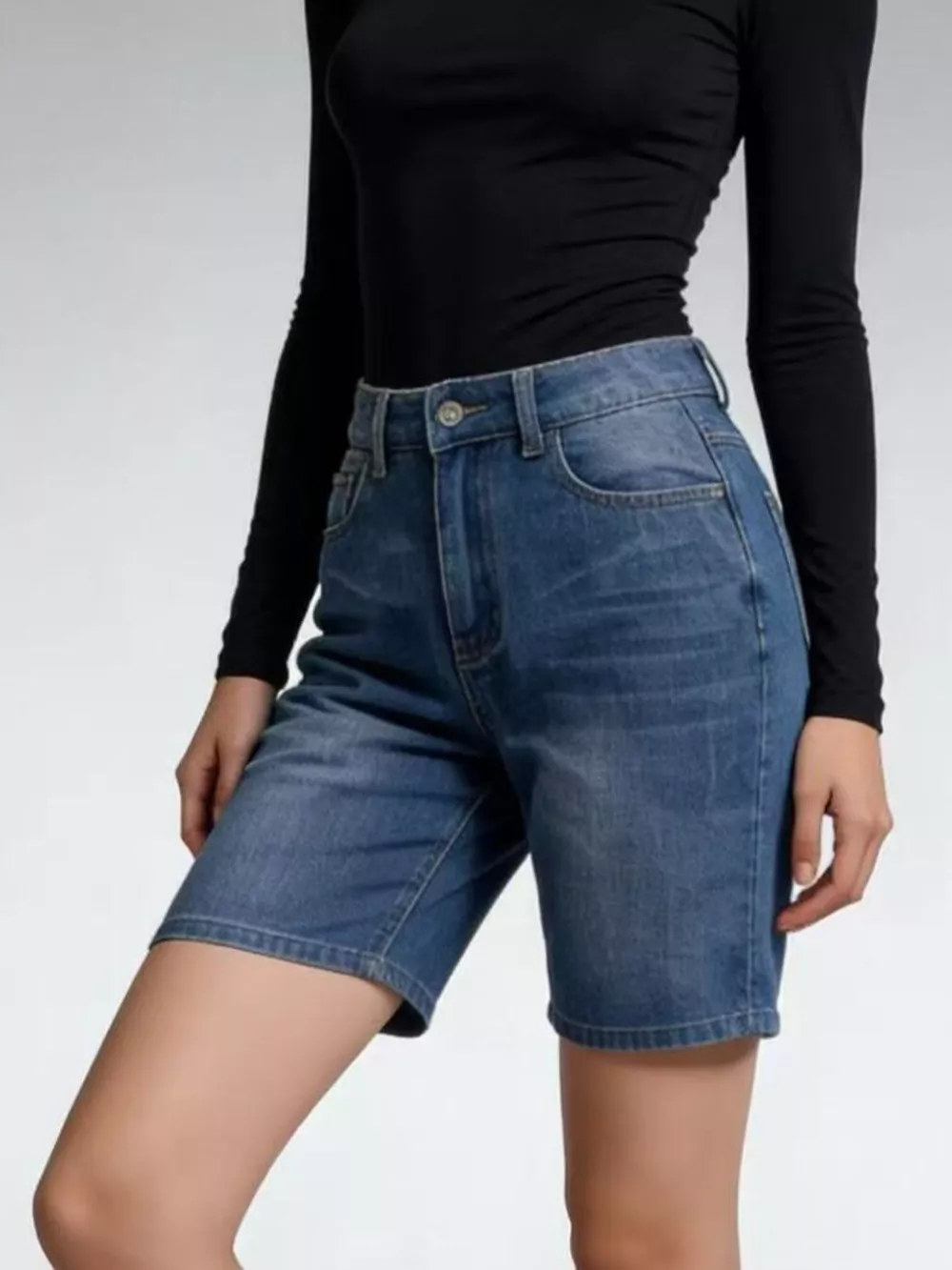 High Waist Denim Shorts, image 5
