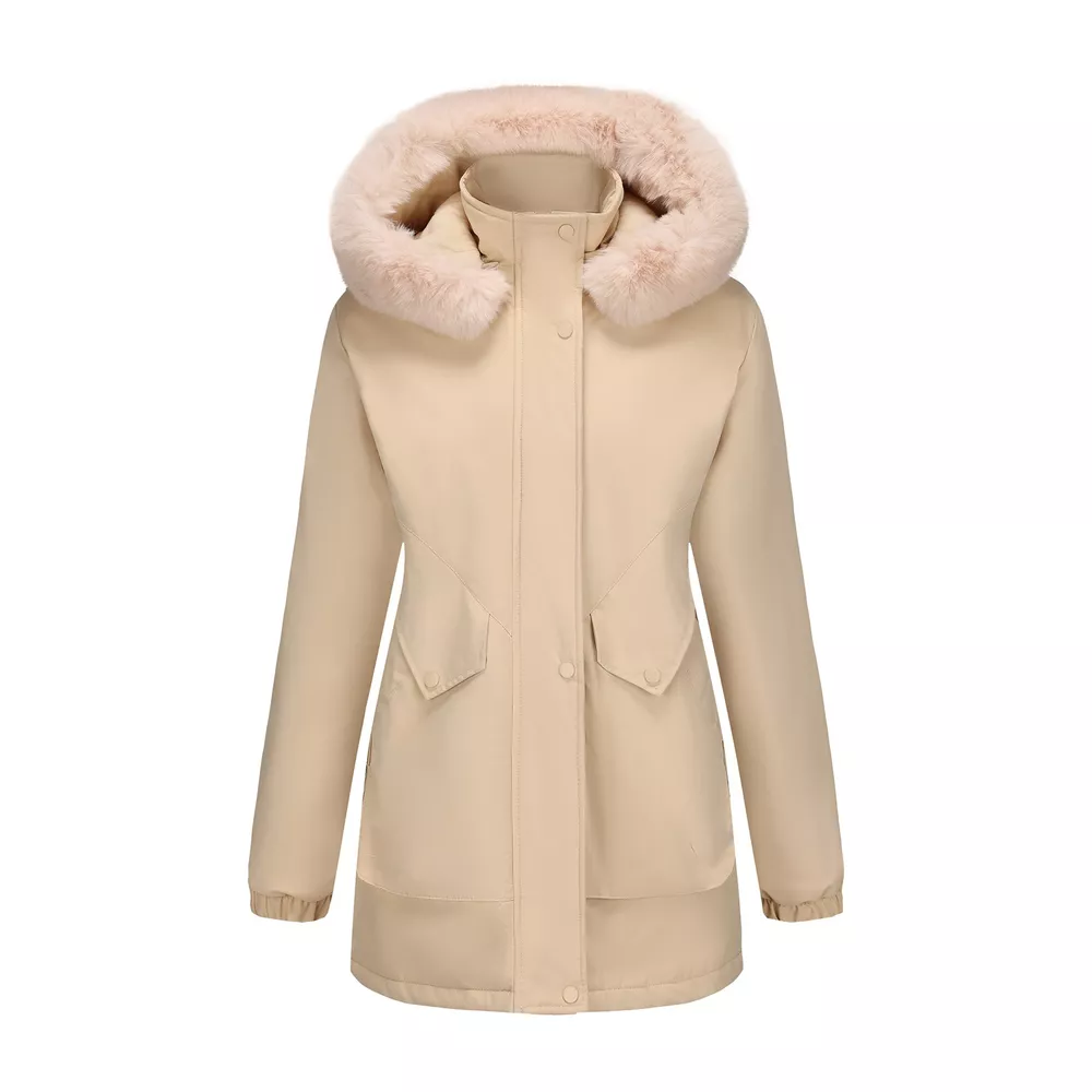 Full Size Fur Hooded Warm Winter Parka Outerwear Plus Size, image 2