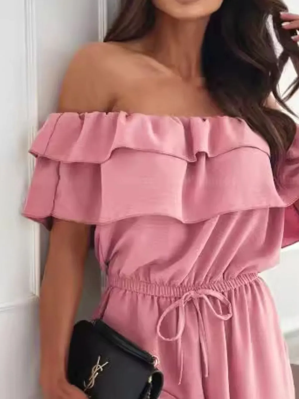 Off-Shoulder Ruffled Wide Leg Jumpsuit, image 2