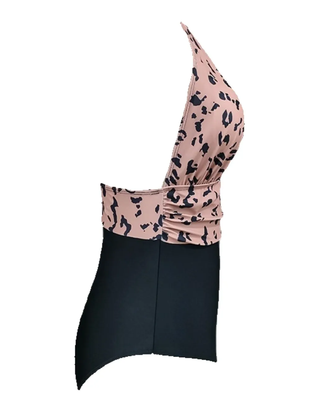 Full Size Leopard Halter Neck One-Piece Swimwear Plus Size, image 2