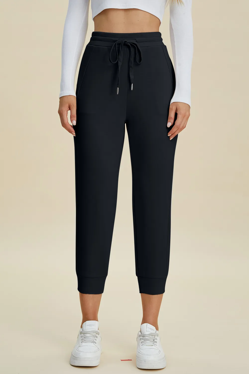 Full Size Air Scuba Drawstring High Waist Cropped Pants, image 2