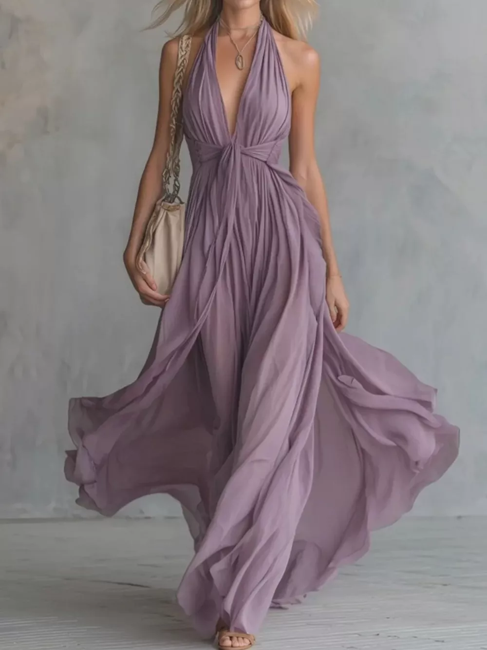Crisscross Back Ruched Maxi Dress, image 2