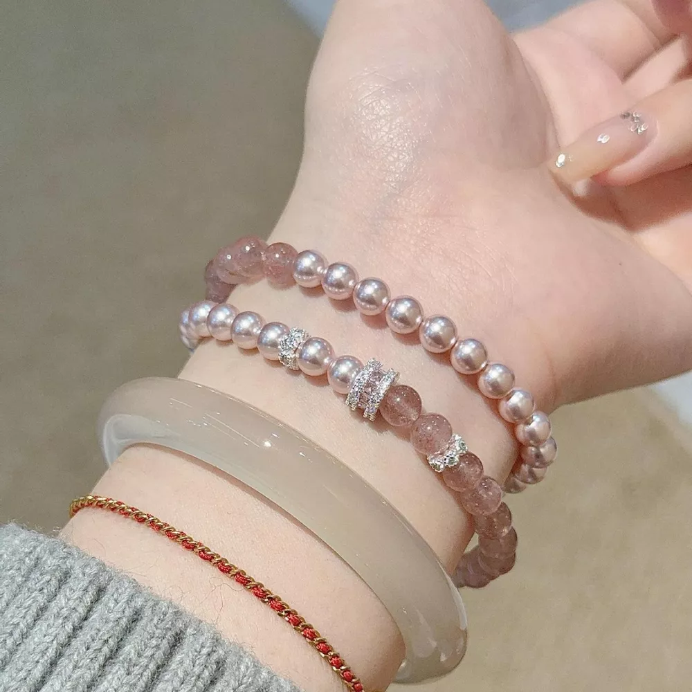 Pearl Beaded Bracelet 2 Piece Set, image 3