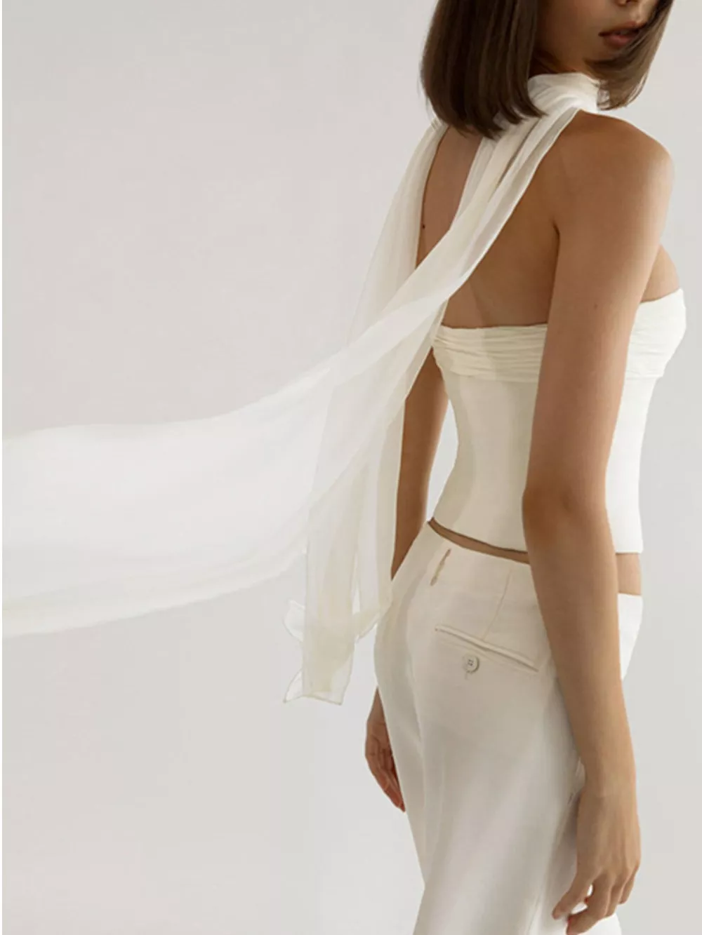 Ruched Tube Top with Scarf, image 4
