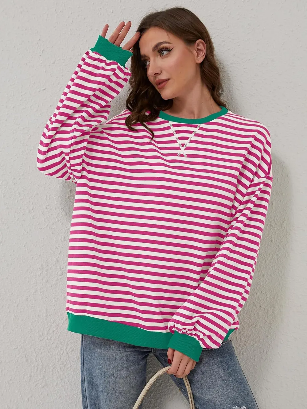 Contrast Striped Long Sleeve Sweatshirt, image 2