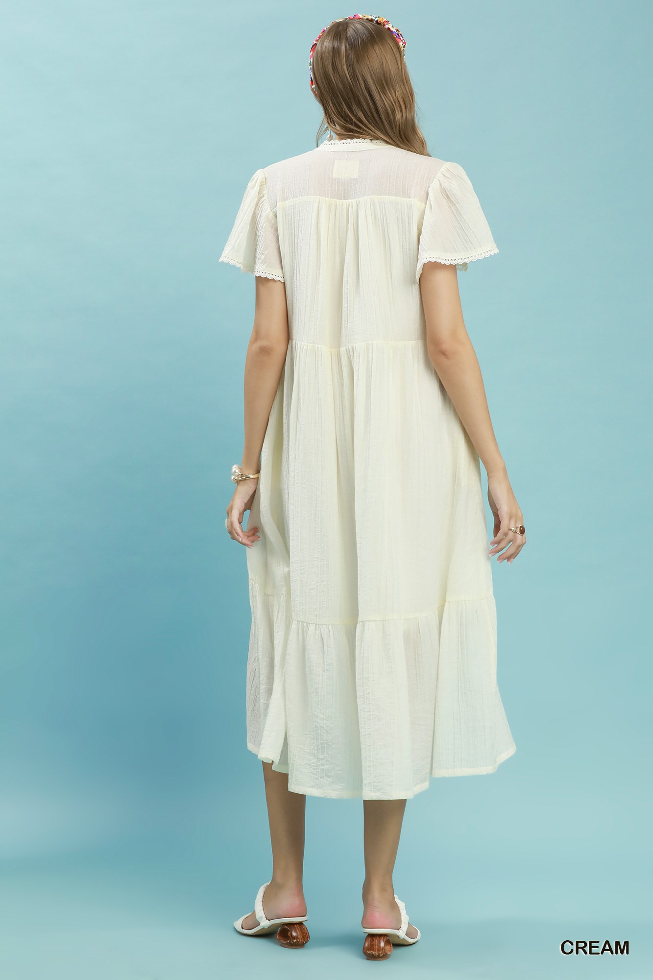Textured Tiered Midi Dress with Side Pockets, image 3