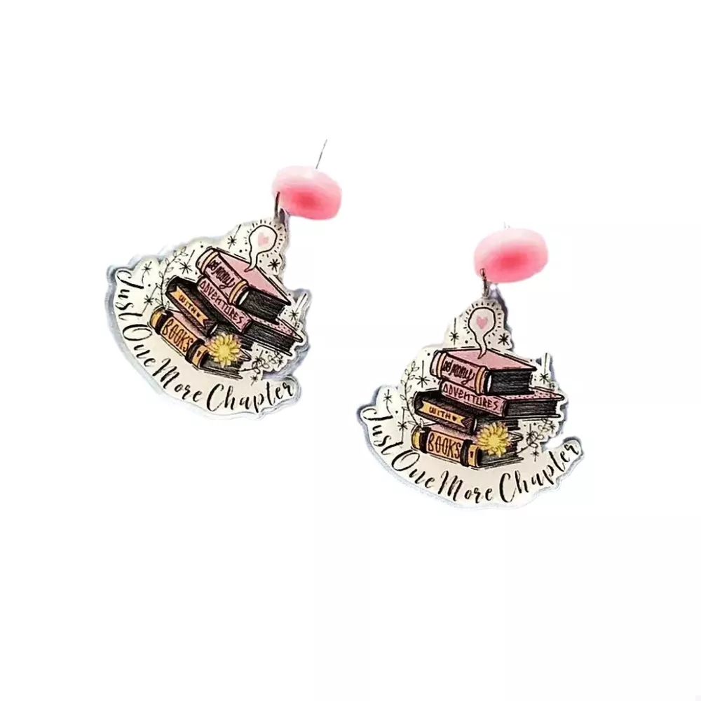 Book Stack Acrylic Drop Earrings, image 5