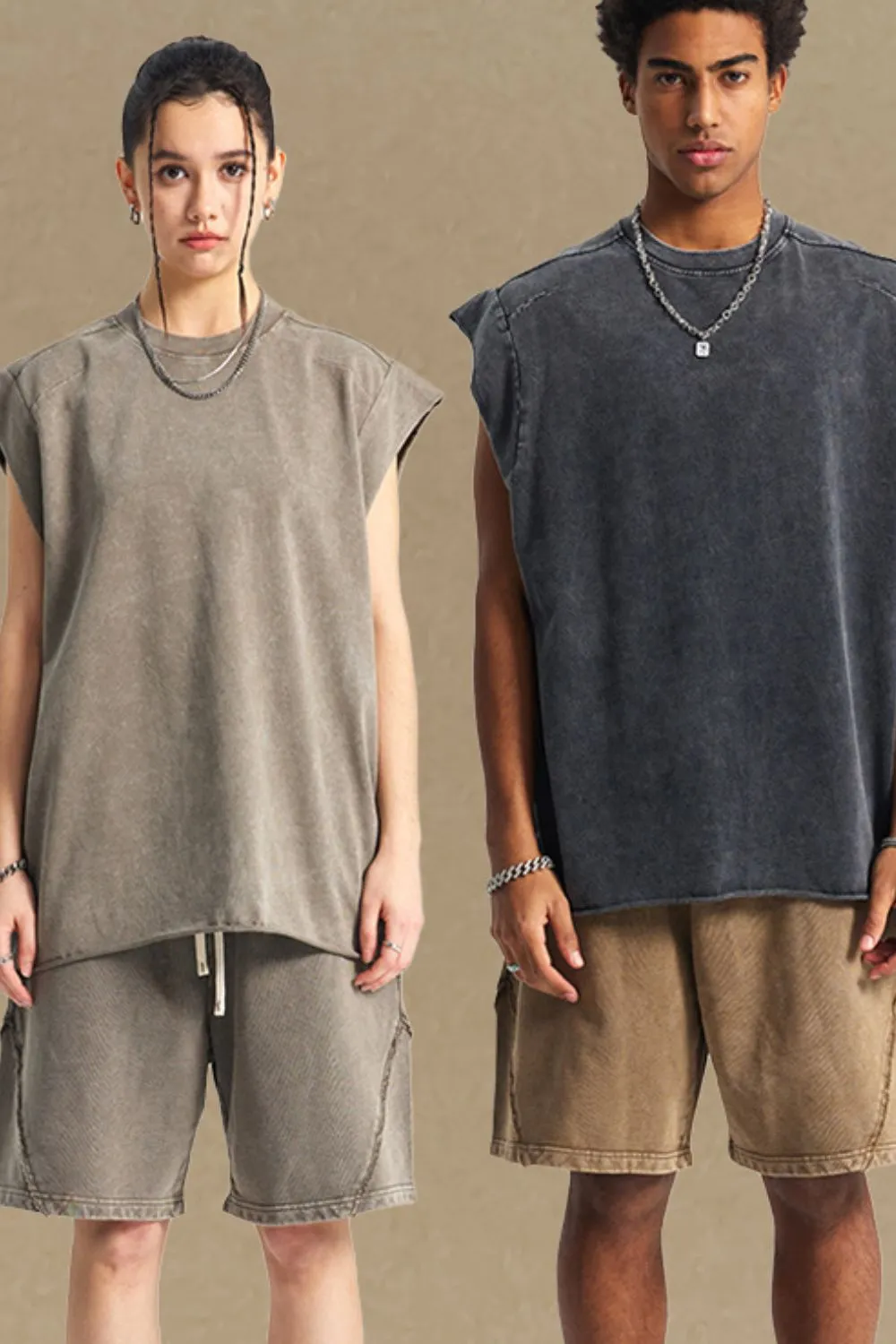 Men's Washed Round Neck Tank, image 2