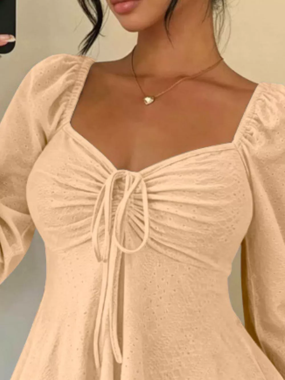 Ruched Sweetheart Neck Long Sleeve Top, image 11