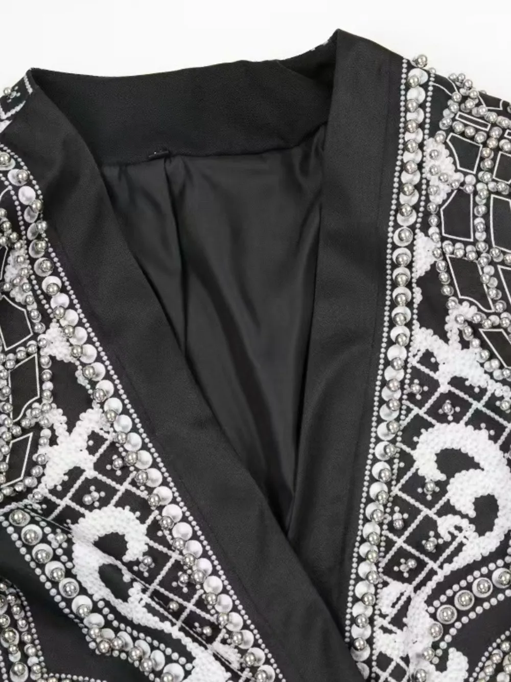 Full Size Embellished Pearl One-Button Blazer Plus Size, image 34