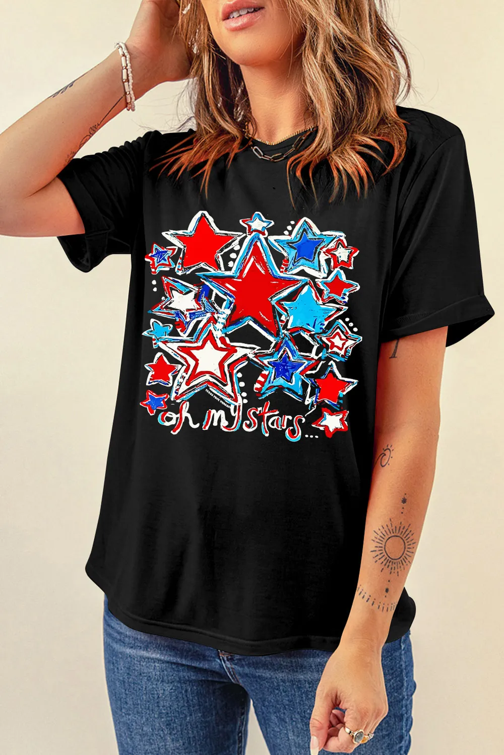 Graphic Round Neck Short Sleeve T-Shirt, image 3