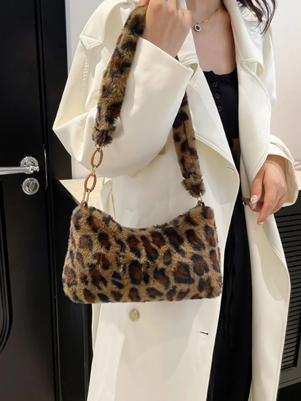 Leopard Fluff Shoulder Bag, image 3