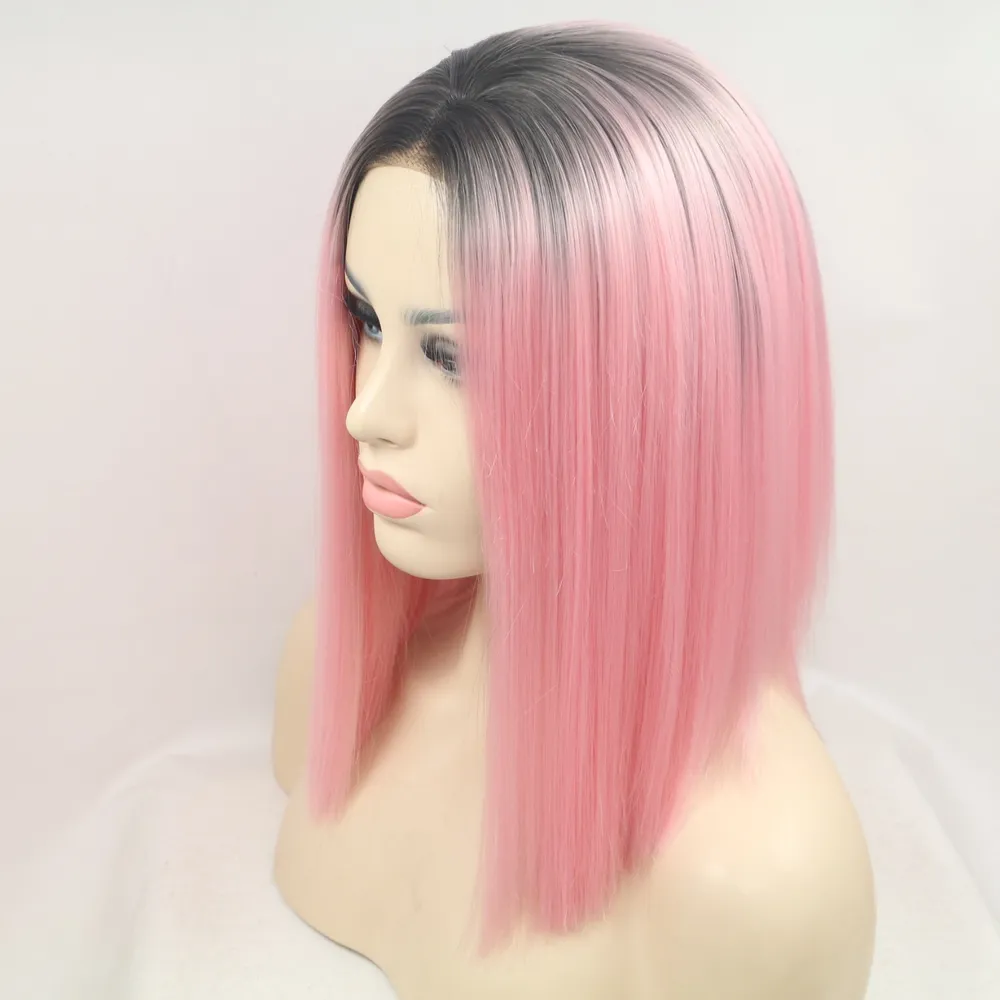13*3" Lace Front Wigs Synthetic Mid-length Straight 12" 130% Density, image 3