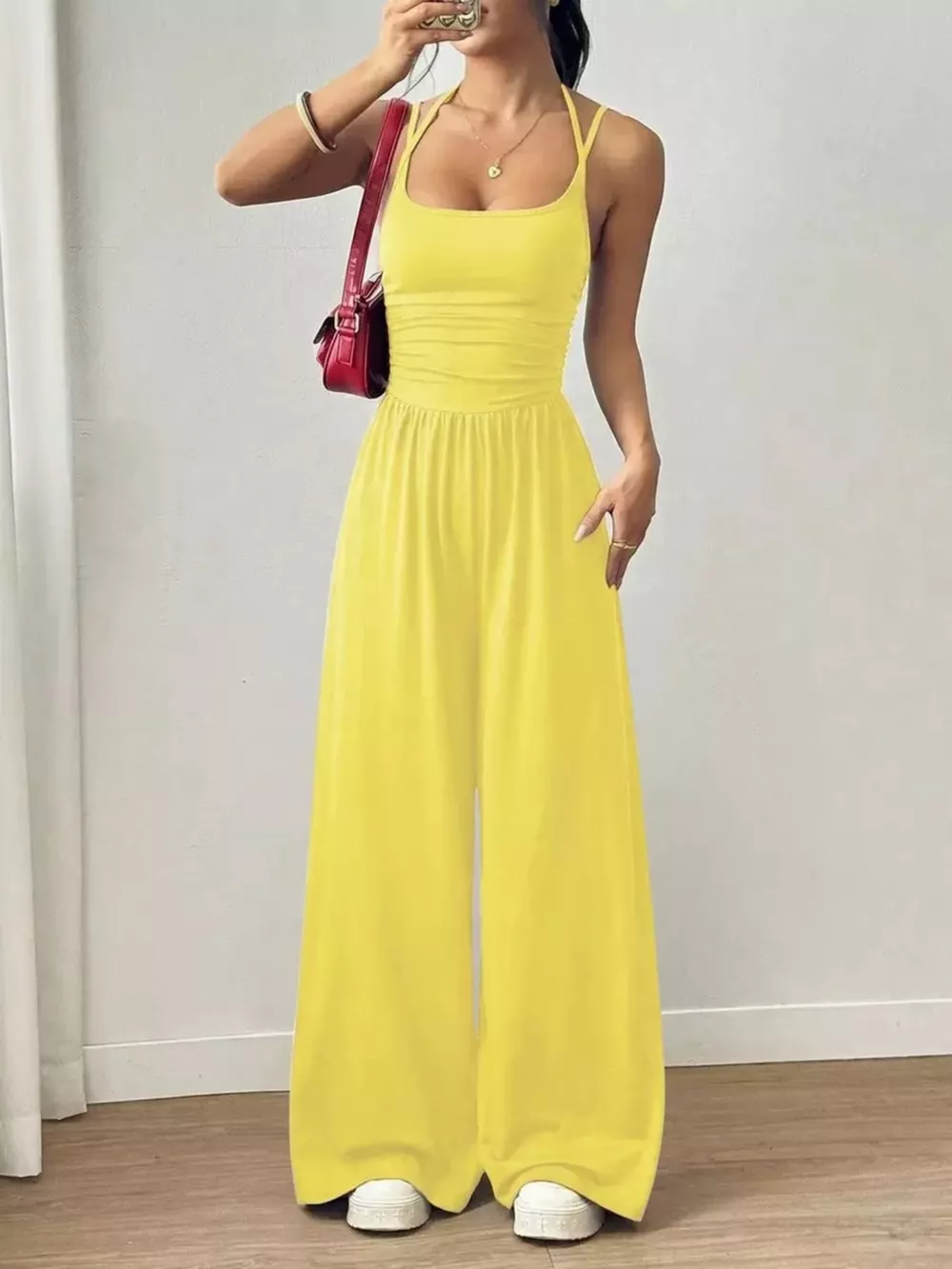 Spaghetti Strap Wide Leg Jumpsuit, image 16