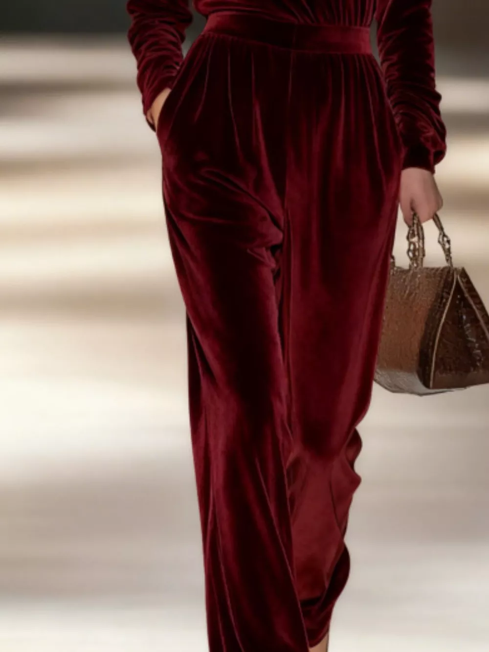 Full Size Velvet Turtleneck Long Sleeve Top and Wide-Leg Pants Set Plus Size, image 12
