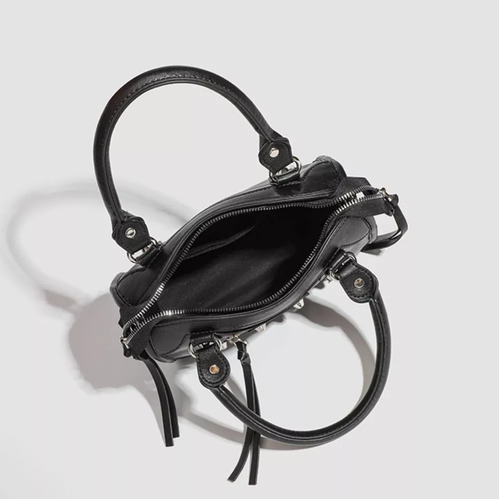 Motorcycle Style Studded Leather Crossbody Bag, image 9