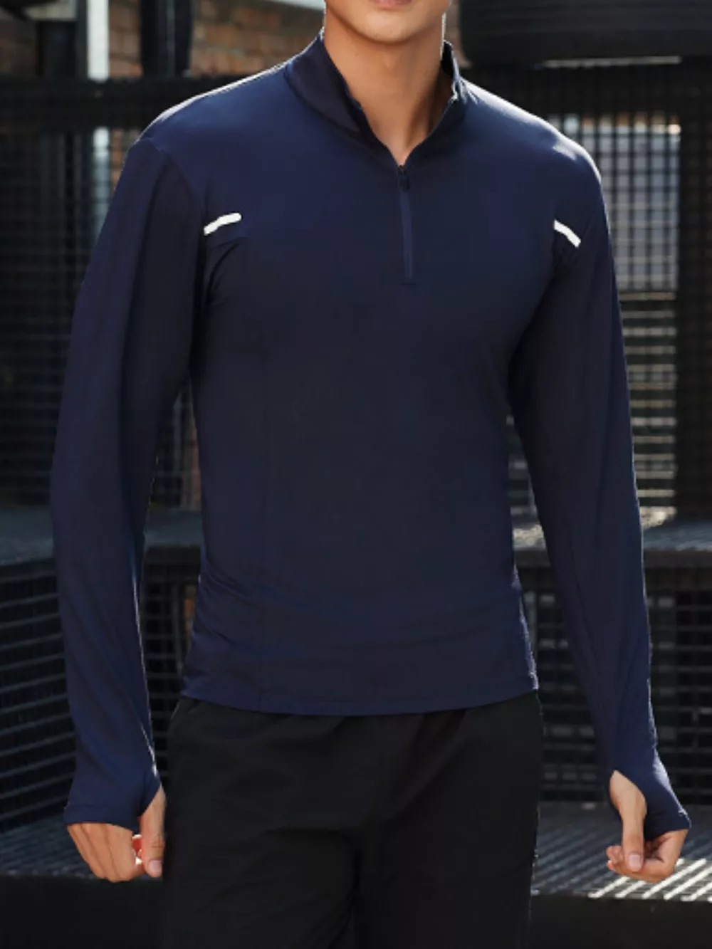 Men's Plus Size Quarter Zip Long Sleeve Active T-Shirt, image 5