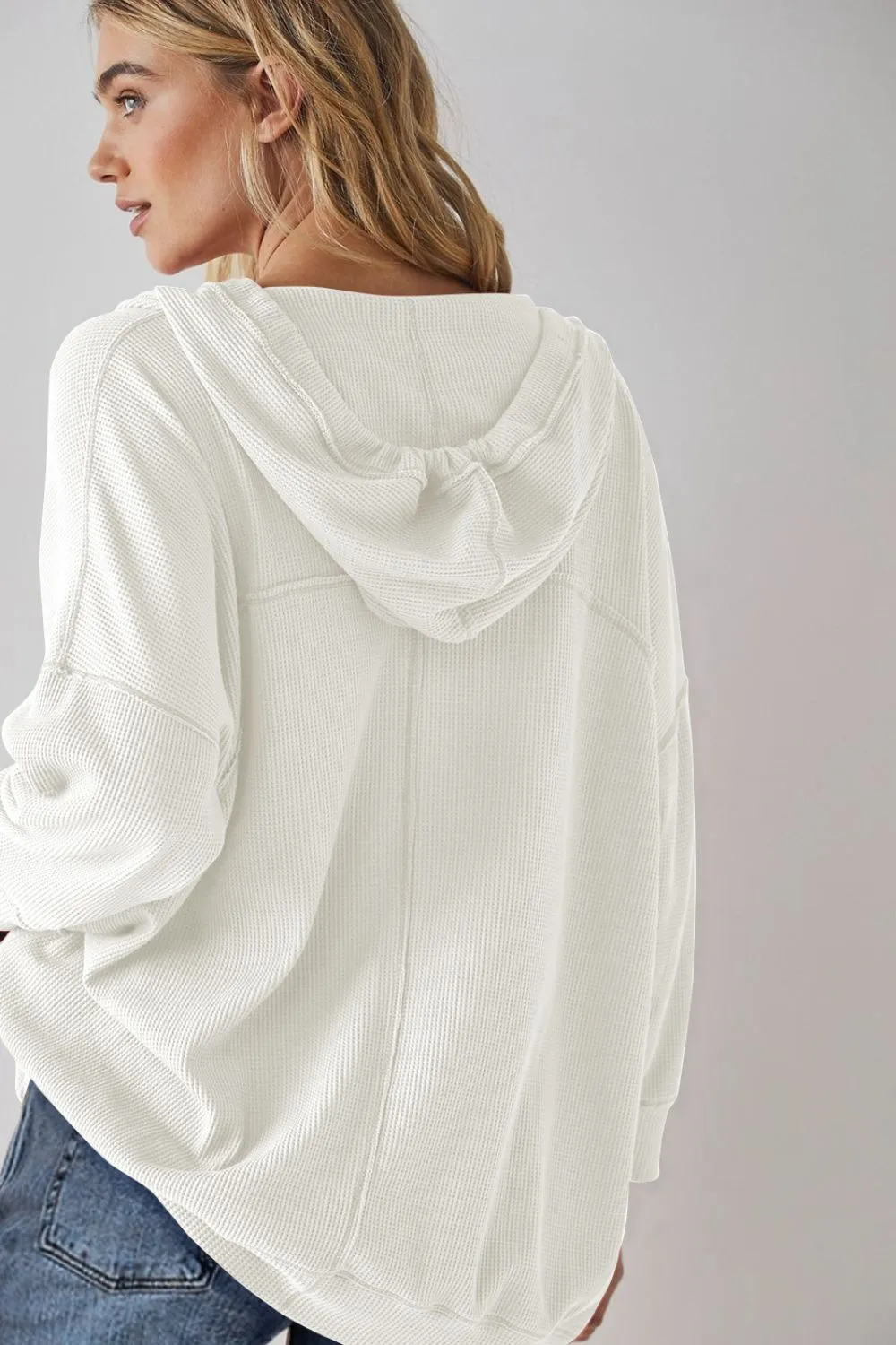 Exposed Seam Drawstring Long Sleeve Hoodie, image 12