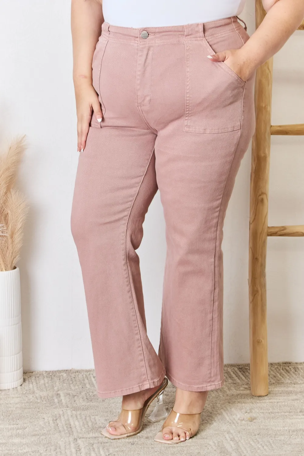 Full Size High Rise Ankle Flare Jeans, image 2