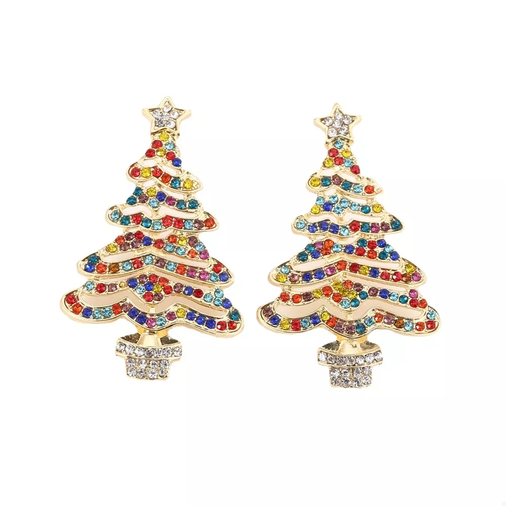 Christmas Tree Rhinestone Earrings, image 6