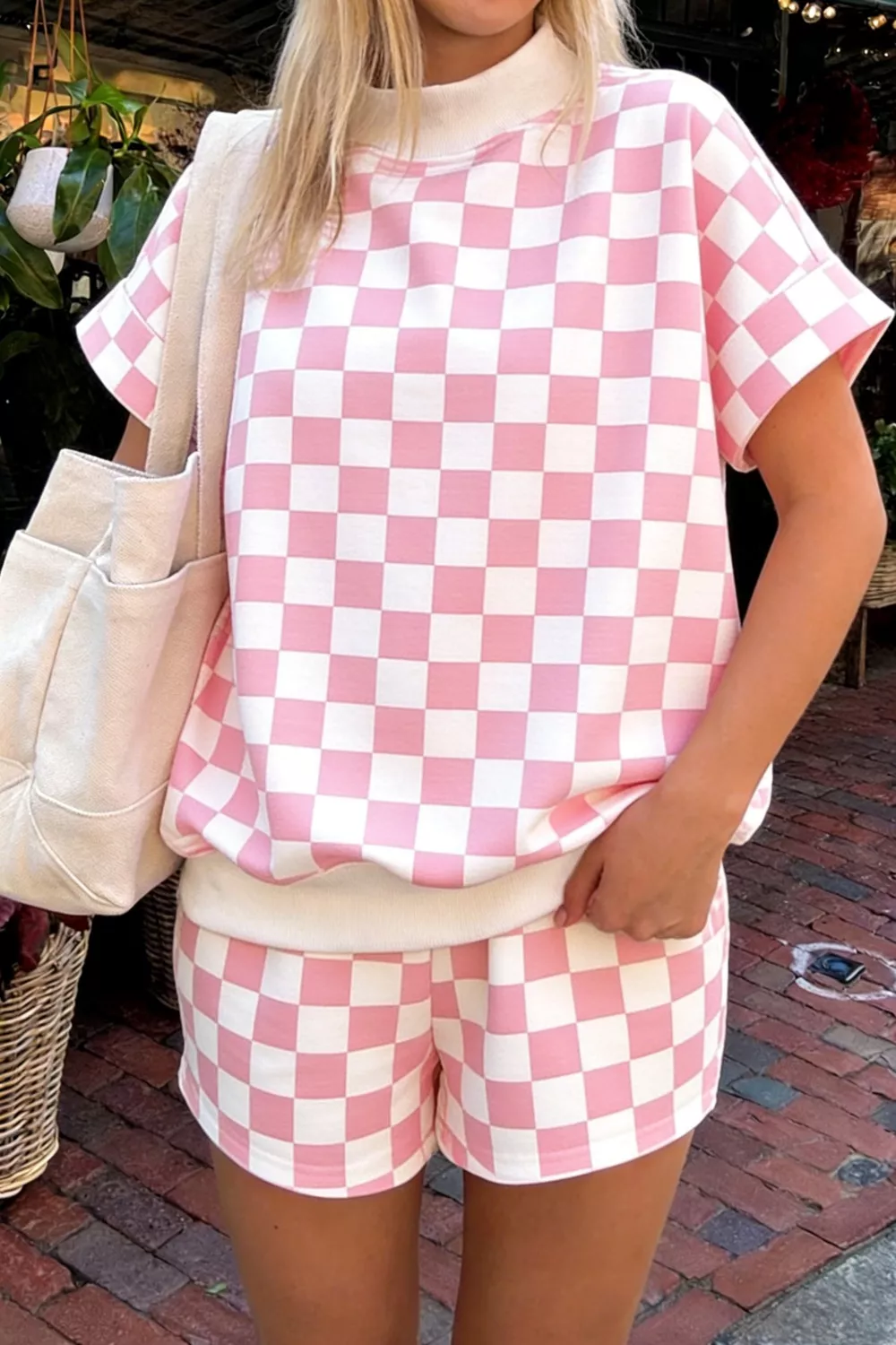 Checkerboard Short Sleeve Tee and Shorts Set, image 2