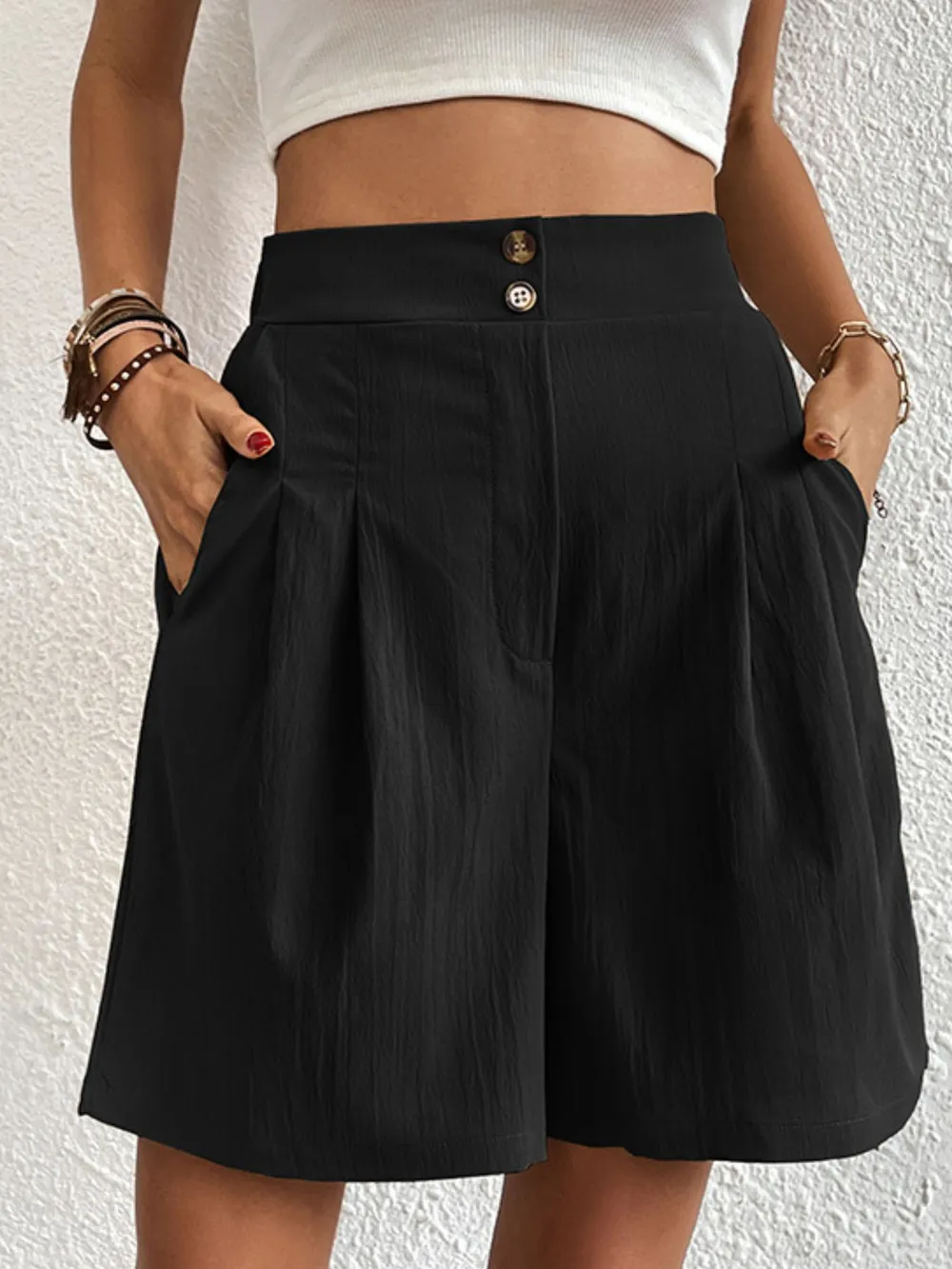 High-Waisted Pleated Shorts, image 11