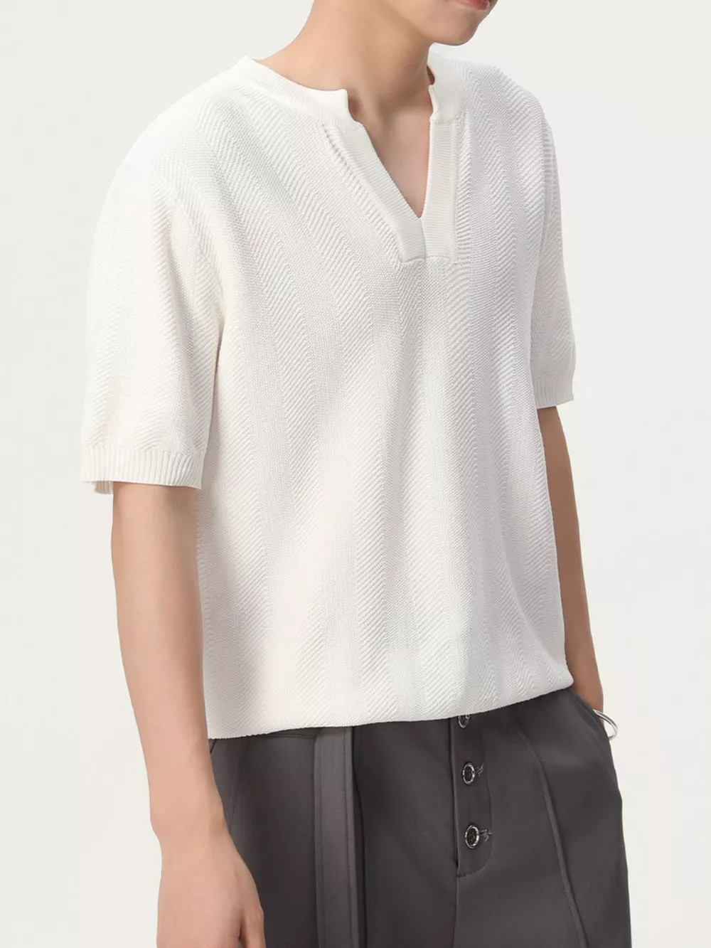 Men's Notched Short Sleeve Knit Top, image 9